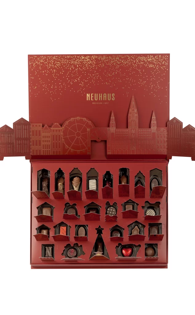 Advent Calendar Chocolate Red Gold Elegant Packaging Design