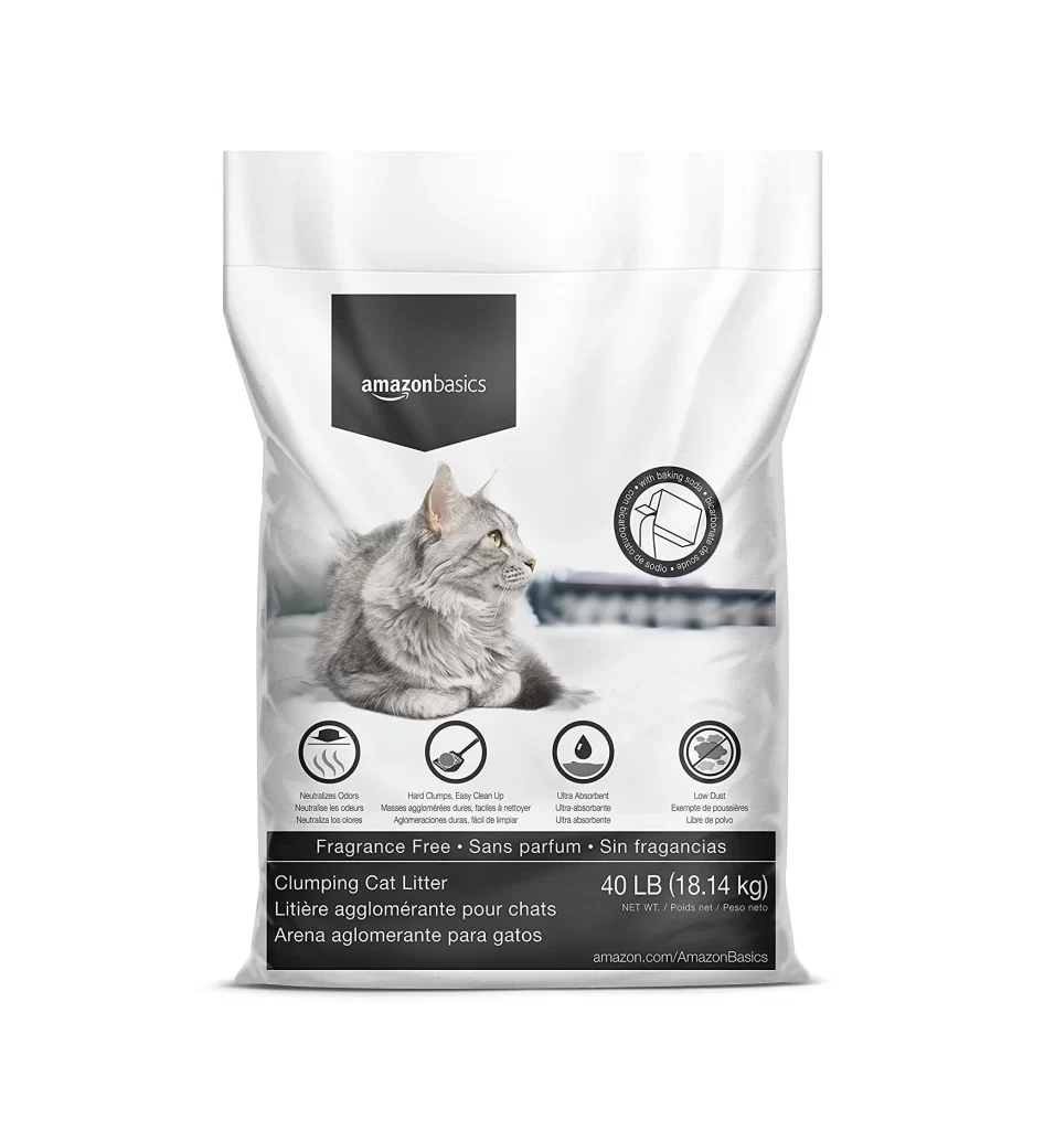 AmazonBasics Cat Litter Clumping Fragrance-Free White Bag Cat Image