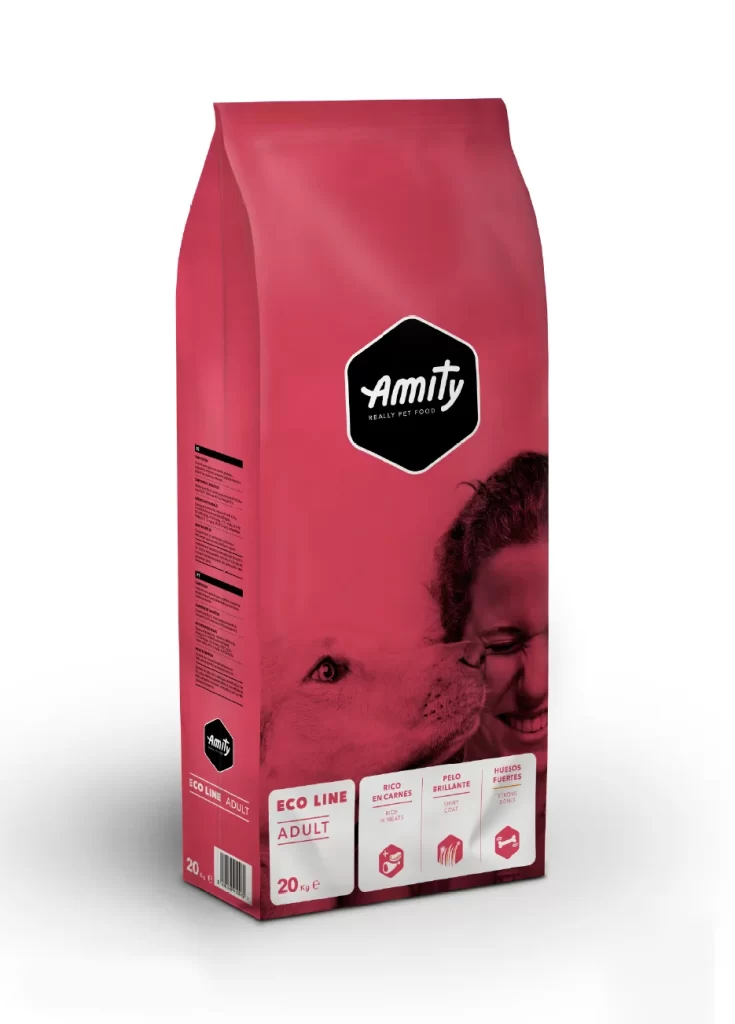 Amity Dog Food Eco Line Adult Red Packaging Illustration
