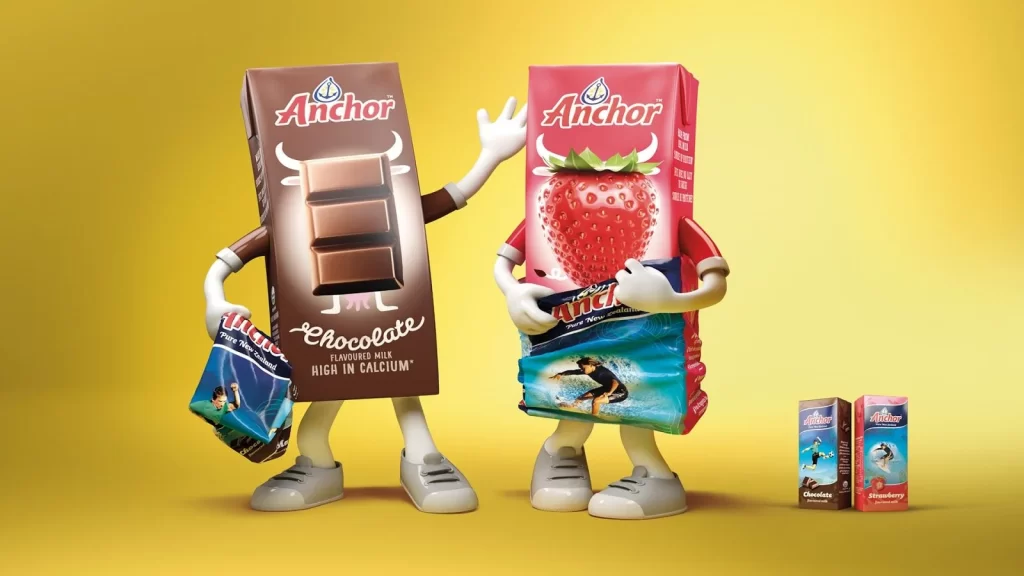 Anchor Chocolate Strawberry Milk High Calcium Cartoon Yellow