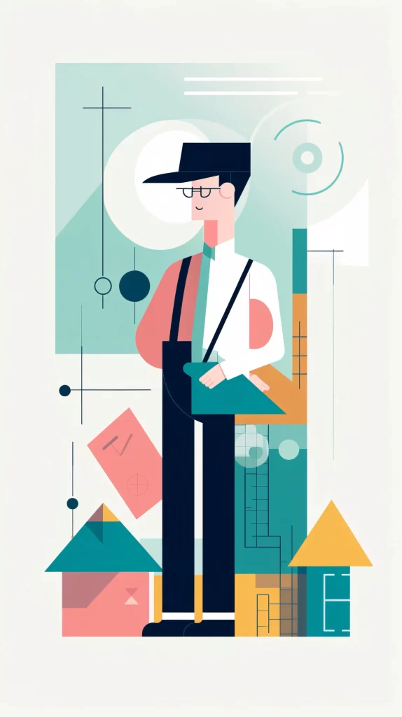 Architect Black White Teal Pink Geometric