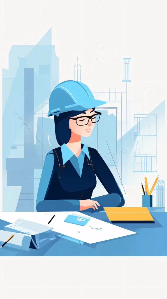 Architect Blue Black Glasses Flat Illustration Modern