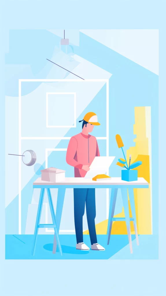 Architect Blue Yellow Paper Plan
