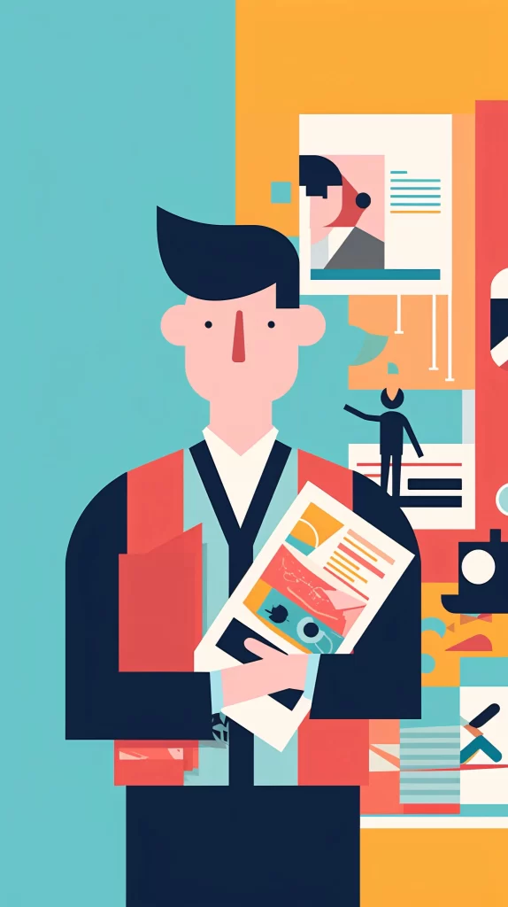 Architect Red Blue Yellow Flat Illustration Modern
