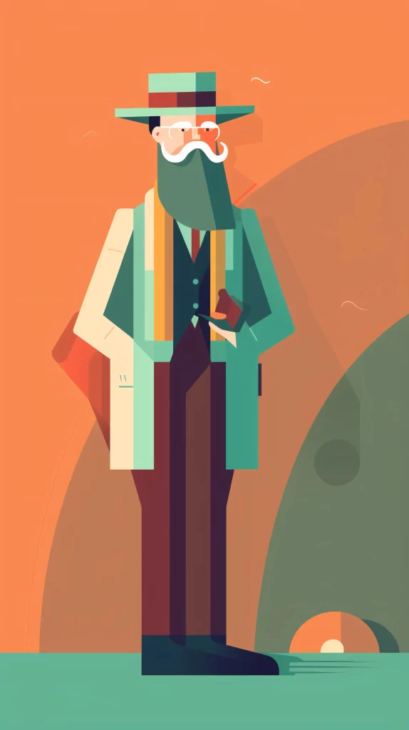 Architect Teal Hat Pipe Flat Illustration Modern