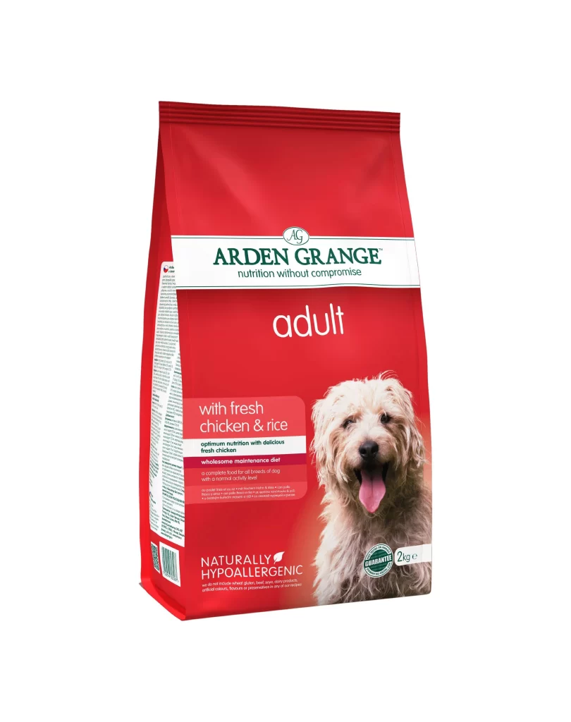 Arden Grange Dog Food Chicken Rice Red Bag Dog Illustration