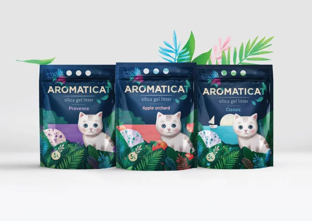 Aromaticat Cat Food Provence Apple Orchard Classic Blue Green Illustration