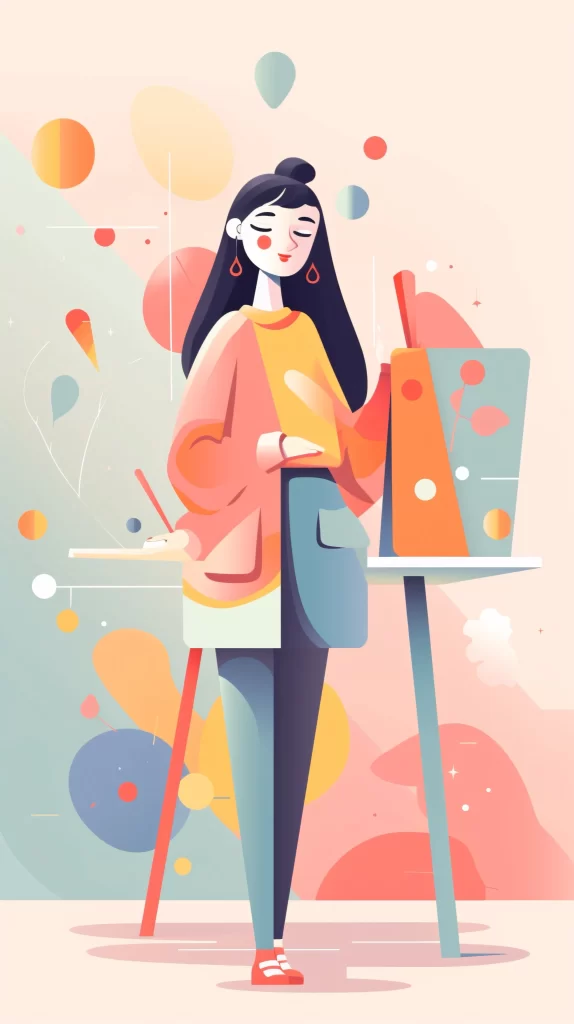Artist Pastel Colors Abstract Shapes Modern Illustration
