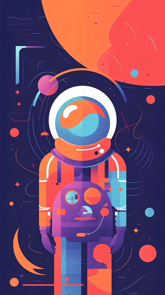 Astronaut Orange Blue Abstract neutral Futuristic