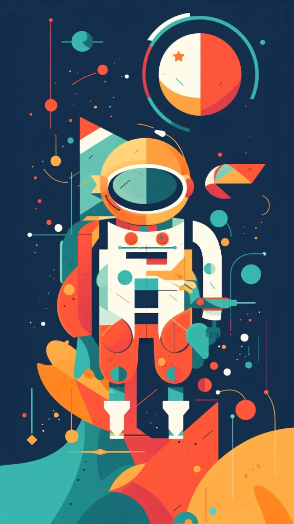 Astronaut Orange Blue Abstract gray Futuristic