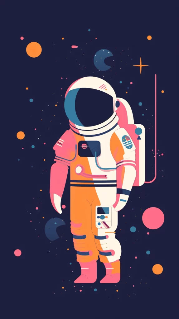Astronaut Orange Pink Blue Space Vector Illustration