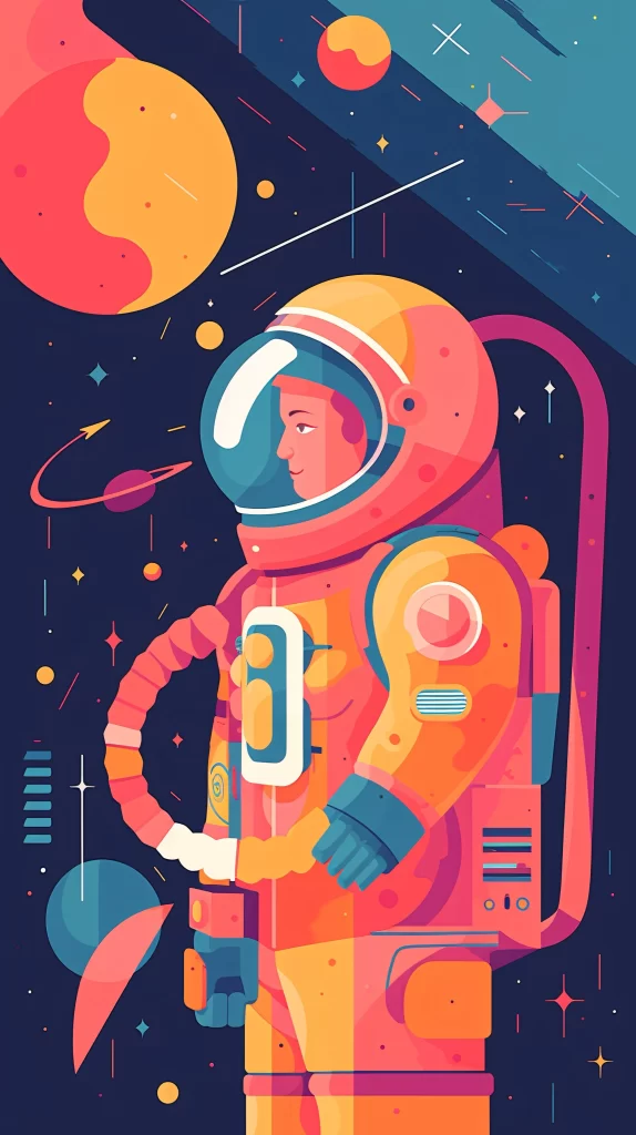 Astronaut Orange Space Helmet Vector Illustration Futuristic