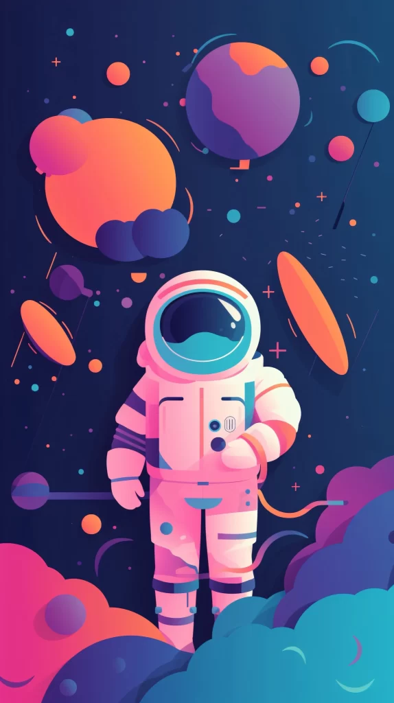 Astronaut Pink Blue Space Vector Illustration neutral Futuristic