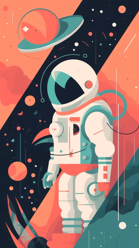 Astronaut Red Blue Space Vector Futuristic