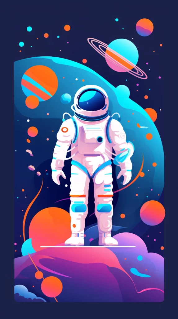 Astronaut White Blue Orange Space Vector Illustration