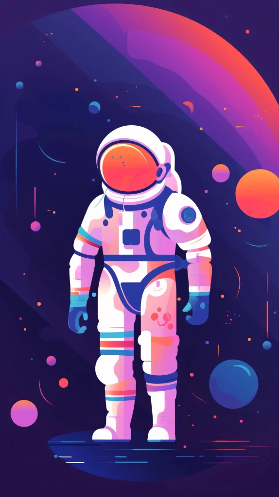 Astronaut White Blue Orange Vector Illustration Futuristic