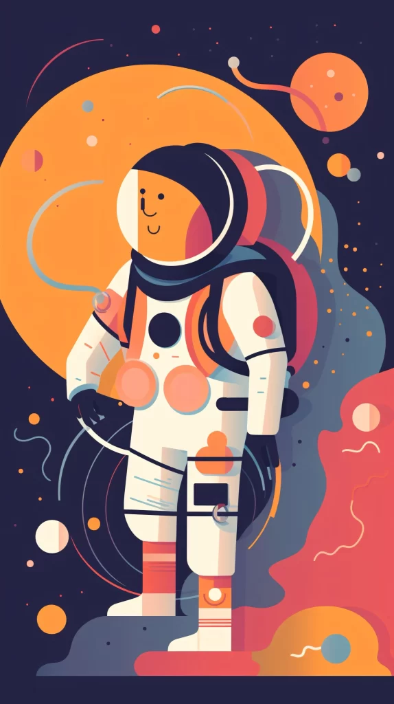 Astronaut White Orange Black Space Vector