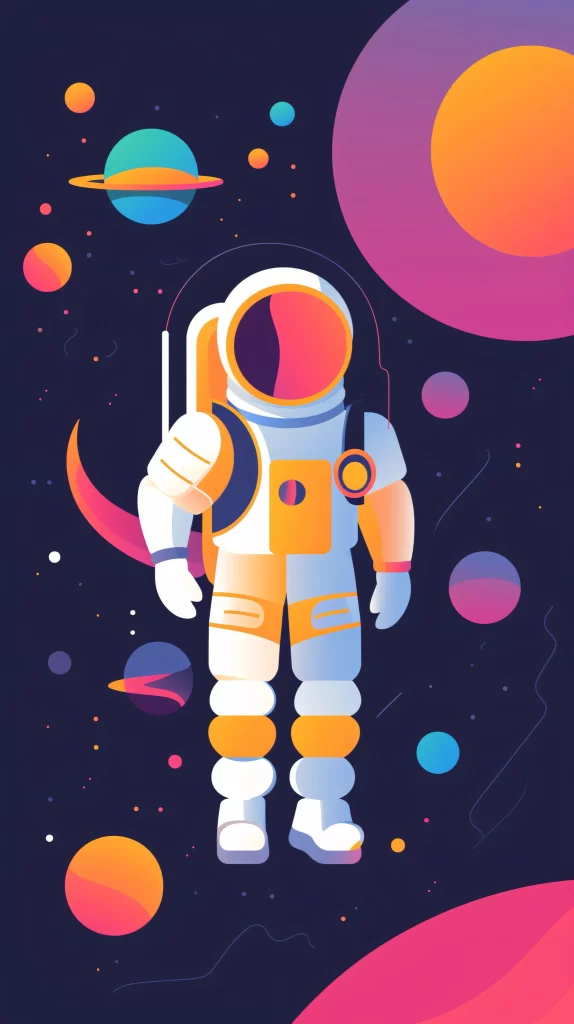 Astronaut White Orange Space Flat Illustration Modern