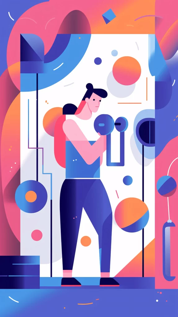 Athlete Blue Orange Abstract Modern