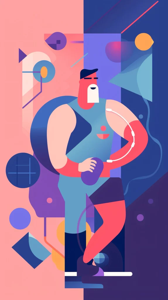 Athlete Blue Red Abstract Modern