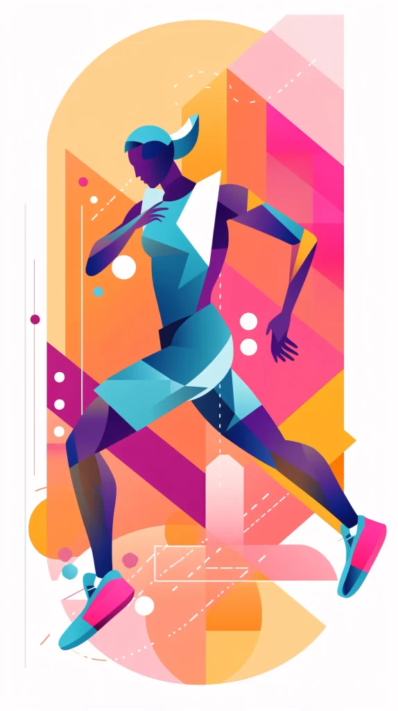 Athlete Dynamic Running Blue Pink Geometric