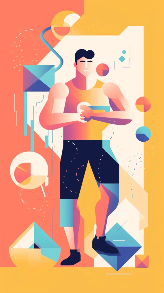Athlete Orange Blue Geometric Abstract