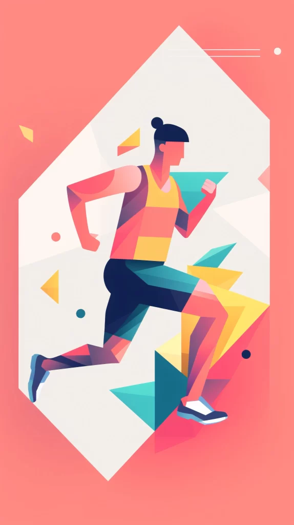 Athlete Yellow Blue Geometric Dynamic Running