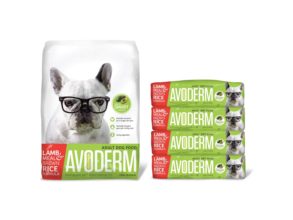 Avoderm Dog Food Lamb Brown Rice Green Red Packaging Dog Illustration