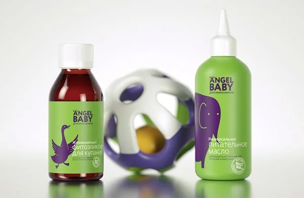 Baby Care Products Green Purple Minimalist Design