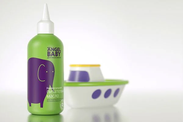 Baby Oil Green Purple Elephant Minimalist Design
