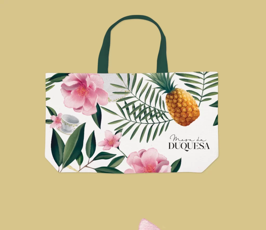Bag Flowers Pineapple Leaves Design