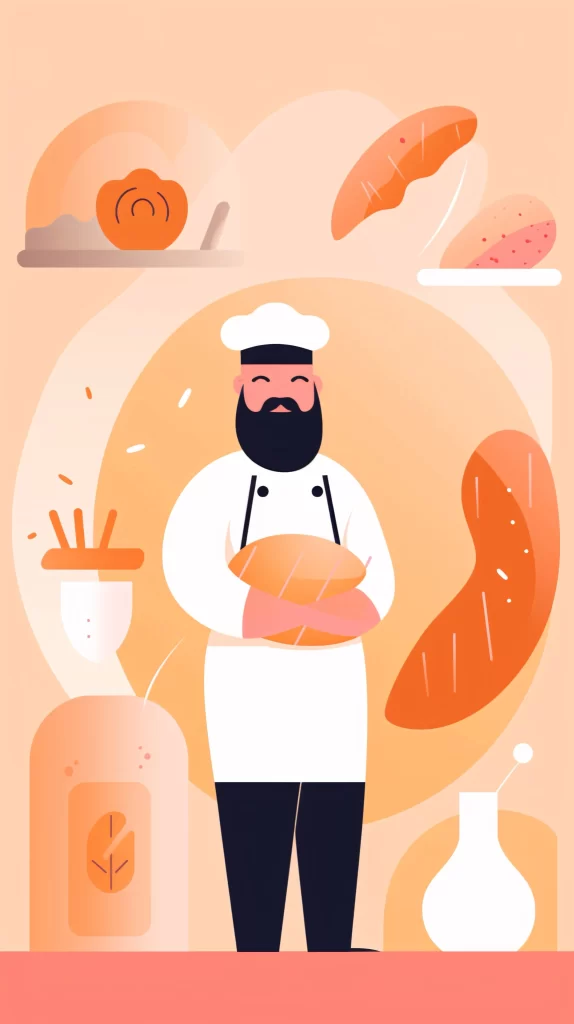 Baker White Apron Orange Bread Flat Illustration