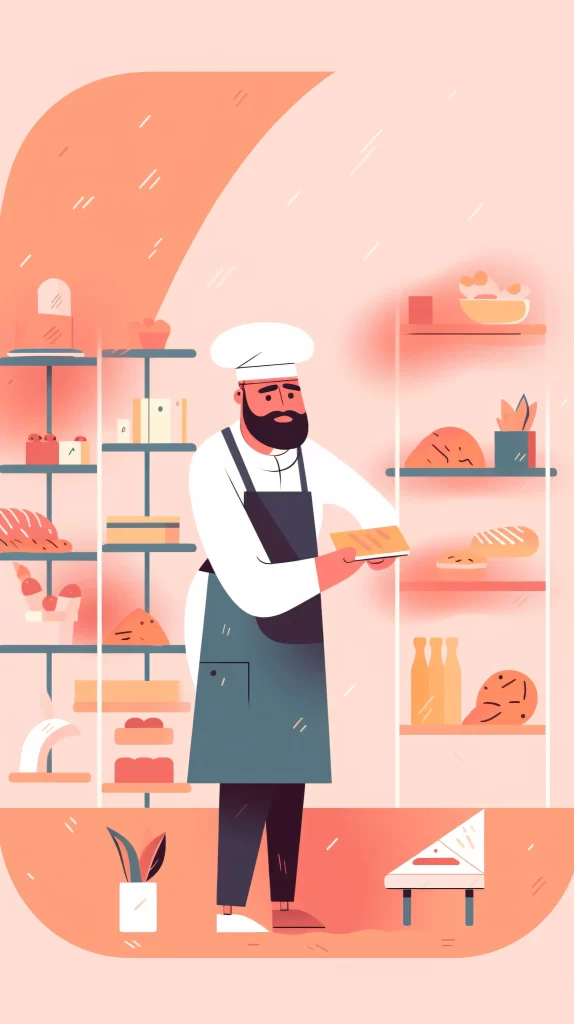 Baker White Apron Pastries Flat Illustration Modern