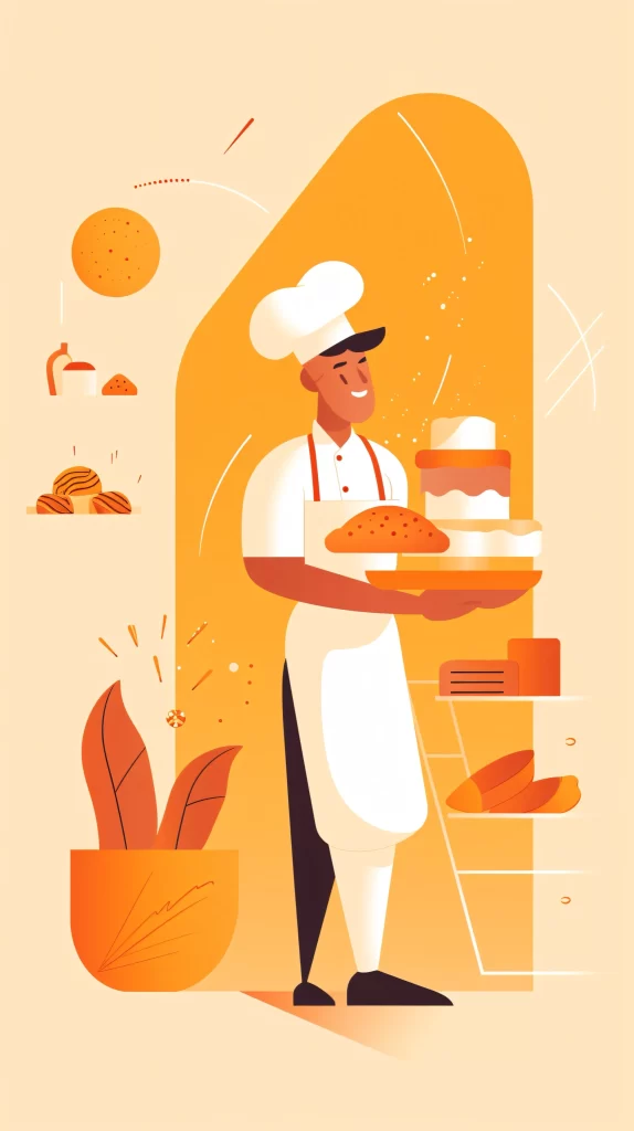 Baker White Apron Yellow Orange Flat Illustration