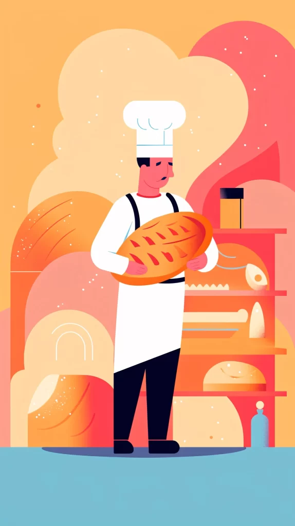Baker White Orange Red Flat Illustration