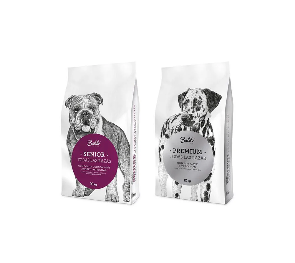 Baldo Dog Food Senior Chicken Rice Illustration White