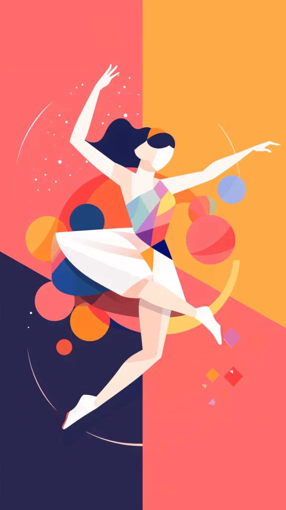 Ballerina Red Yellow Blue Geometric Flat