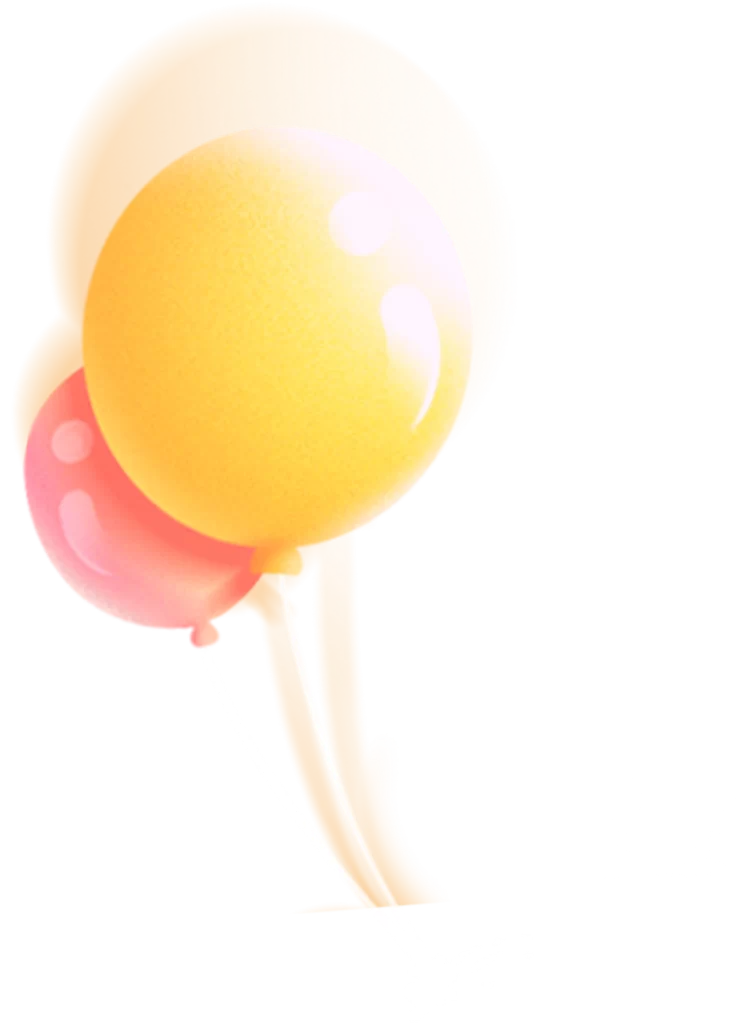 Balloons Yellow Pink Gradient Shadows