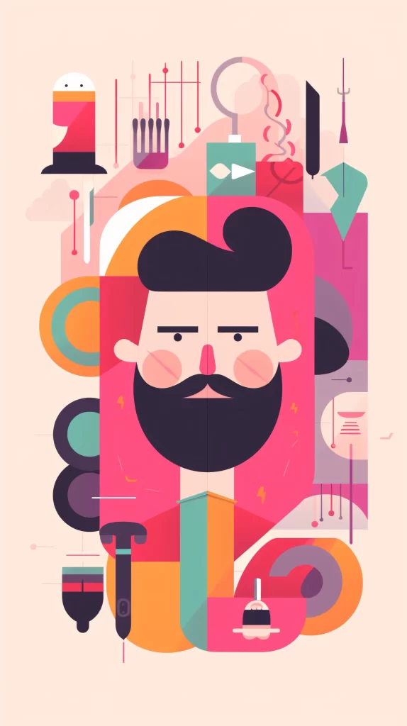 Barber Pink Scissors Flat Illustration Modern