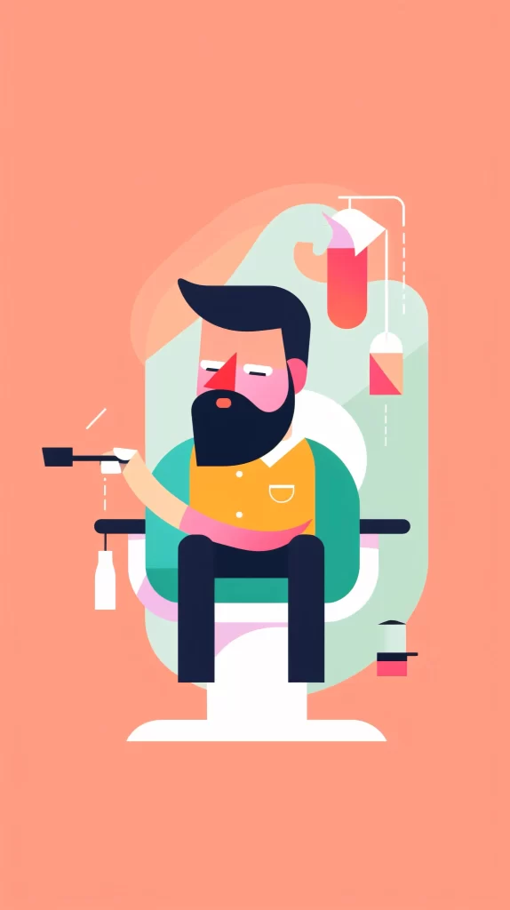 Barber Yellow Green Black Flat Illustration