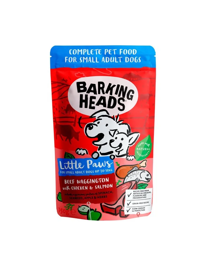 Barking Heads Dog Food Beef Wagington Salmon Red Illustration