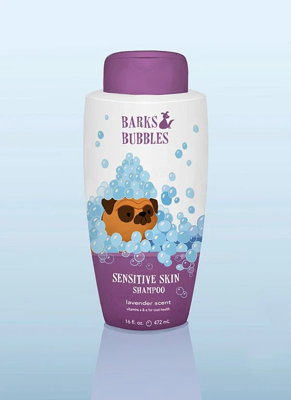 Barks Bubbles Shampoo Sensitive Skin Lavender Purple Dog