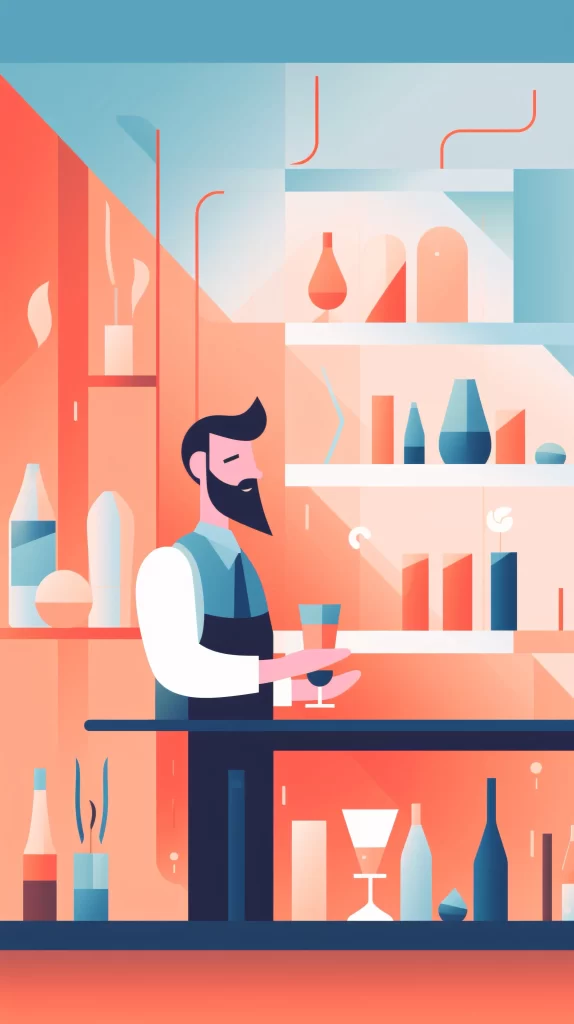 Bartender Blue Orange Flat Illustration Modern