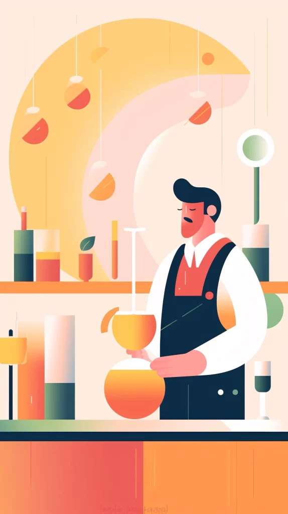Bartender Orange Yellow Gradient Flat Illustration