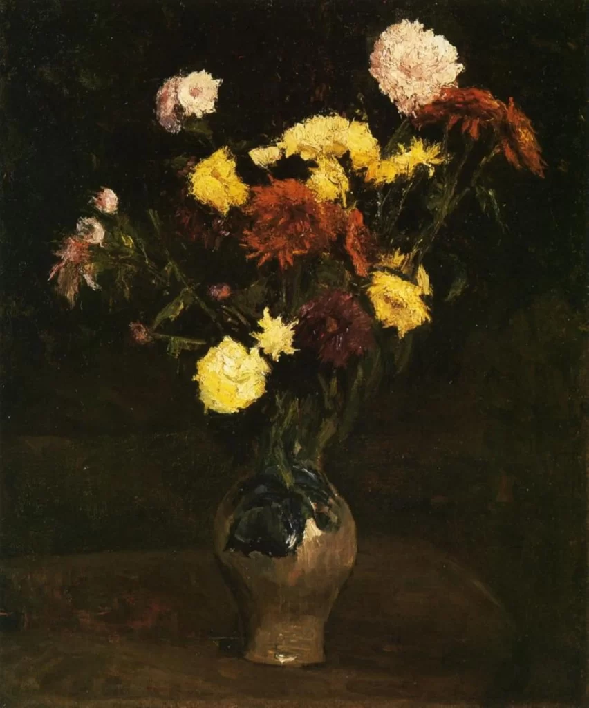 Basket of Carnations and Zinnias Van Gogh