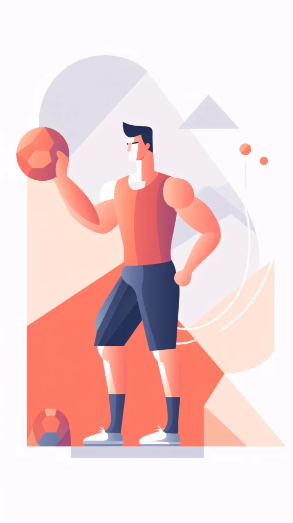Basketball Player Red Black Geometric Modern