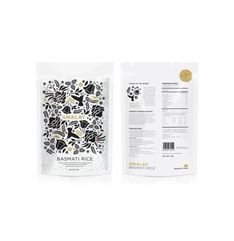 Basmati Rice Amalay Black White Gold Modern Illustration