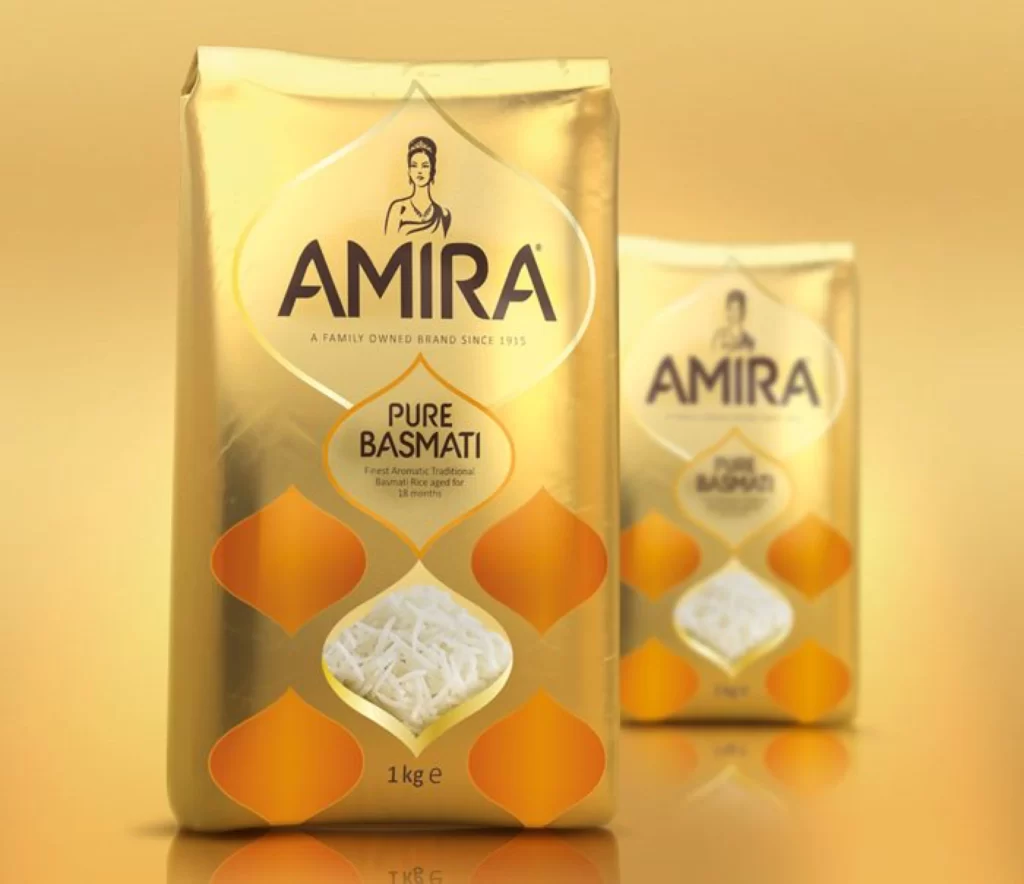 Basmati Rice Amira Gold Orange Modern Typography
