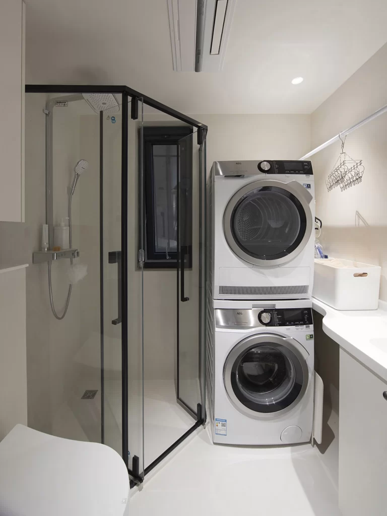 Bathroom Compact White Glass Door Washer Dryer