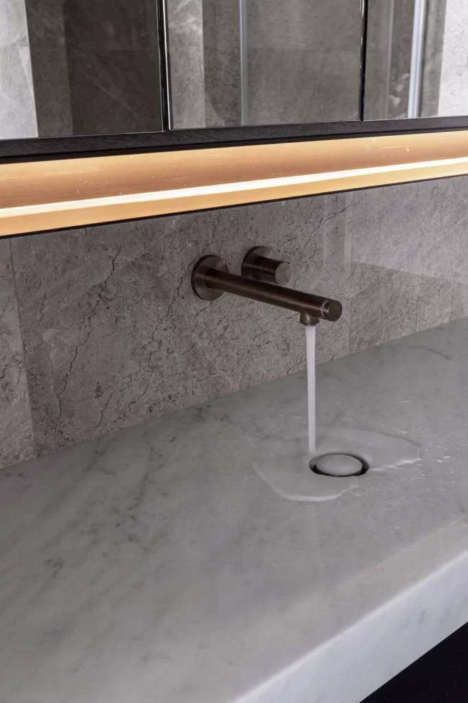 Bathroom Contemporary Marble Gray Neutral Bronze